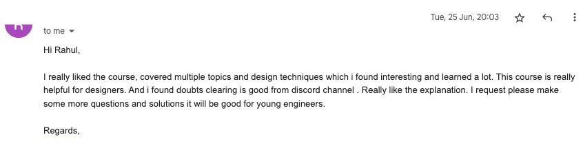 An email from a learner who enjoyed the course